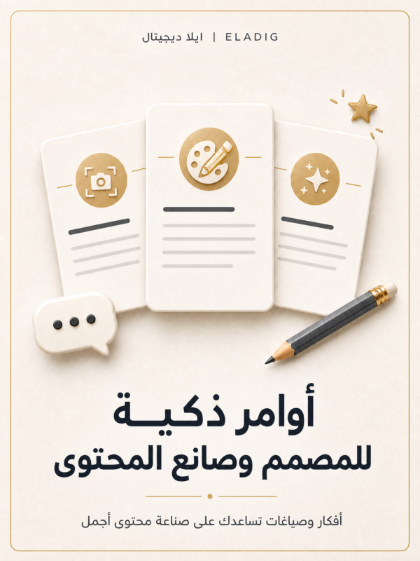 غلاف أوامر ذكية للمصمم وصانع المحتوى - ايلا ديجتال