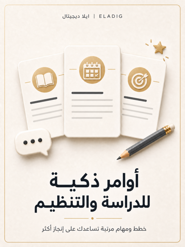 غلاف أوامر ذكية للدراسة والتنظيم - ايلا ديجتال