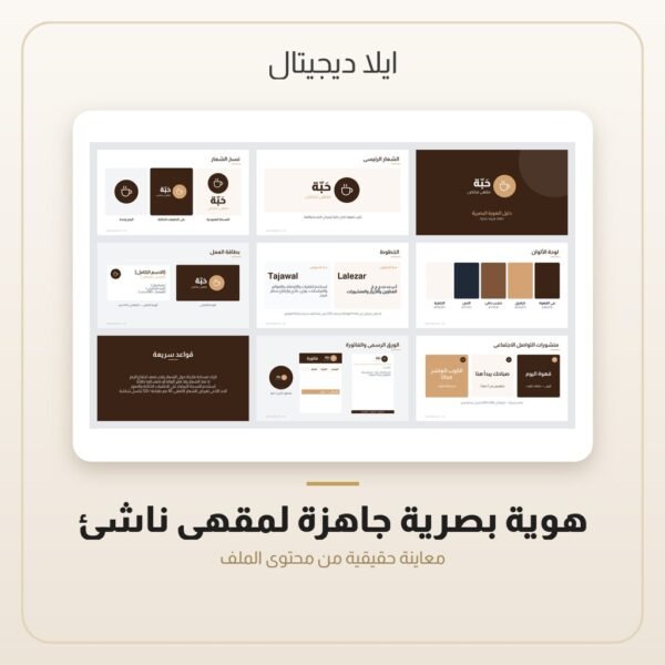 هوية بصرية جاهزة لمقهى ناشئ — معاينة من داخل الملف