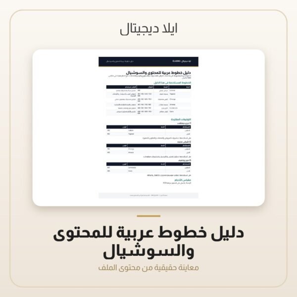 دليل خطوط عربية للمحتوى والسوشيال — معاينة من داخل الملف